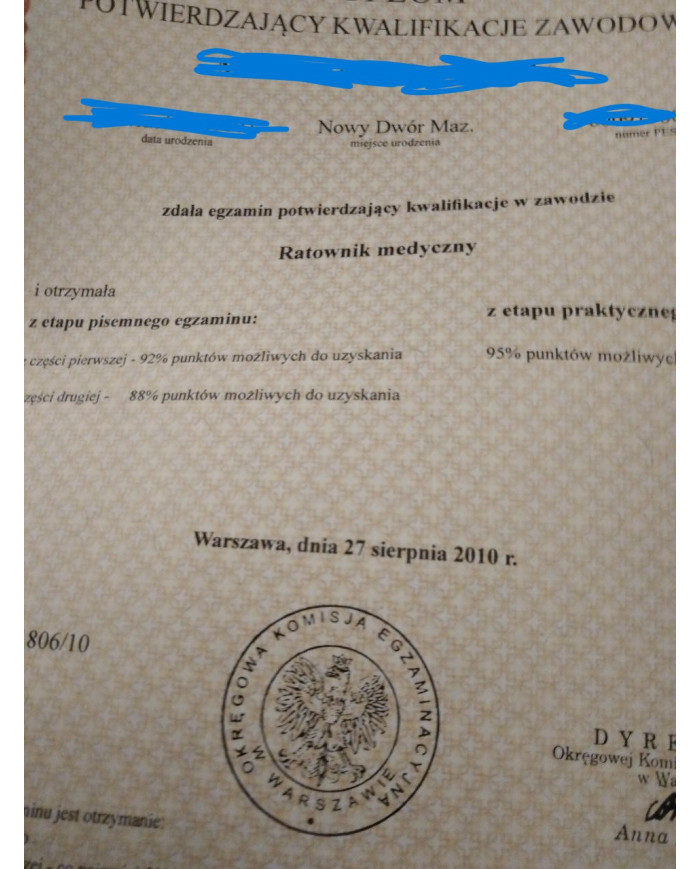 Świadectwa kursów/Dyplomy na zamówienie