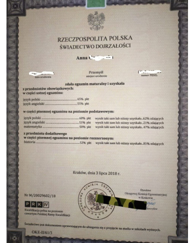 Kolekcjonerski dyplom maturalny