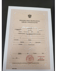 Kolekcjonerski dyplom ukończenia Polskiej szkoły średniej