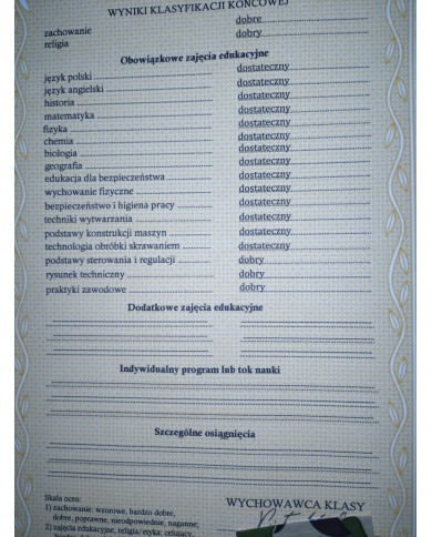 Kolekcjonerski dyplom ukończenia Polskiej szkoły średniej