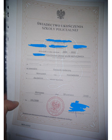 Kolekcjonerski dyplom ukończenia Polskiej szkoły średniej